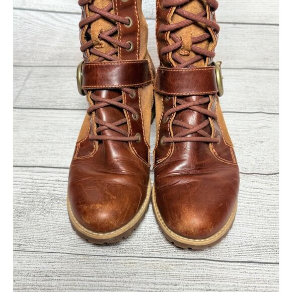 Timberland Women’s Earthkeepers Bethel Buckle Mid Lace Boots Leather Size 7.5 - Picture 5 of 8